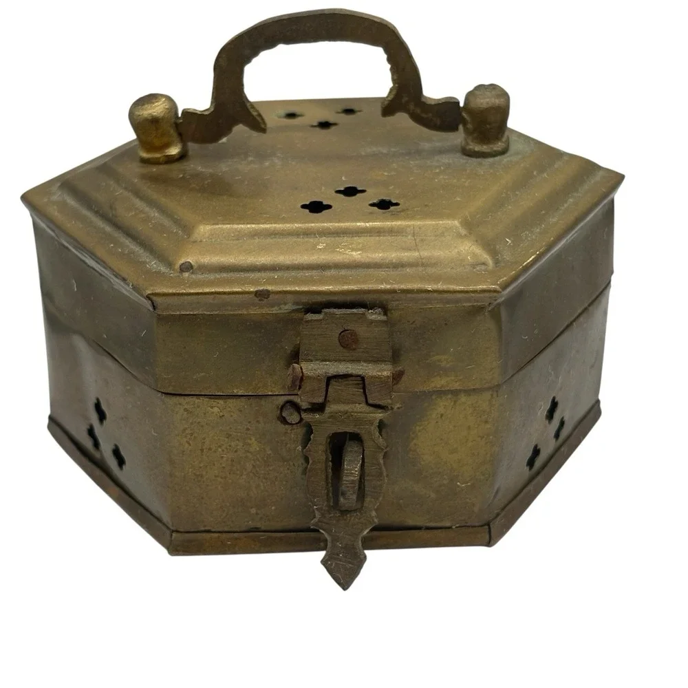 2 VTG‎ Brass Oriental Cricket Box Cage Metal Stash Asian Incense Potpourri India